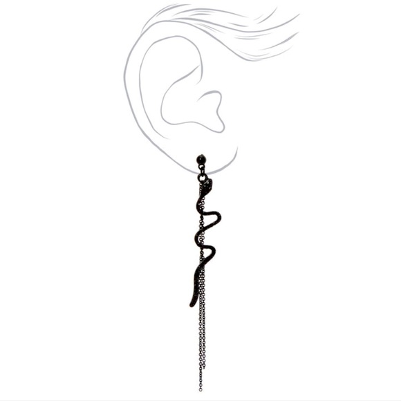 Black Crystal Snake 3.5" Drop Earrings - NWT - Picture 2 of 2